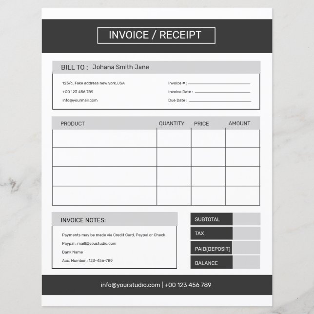 Invoice template (Front)