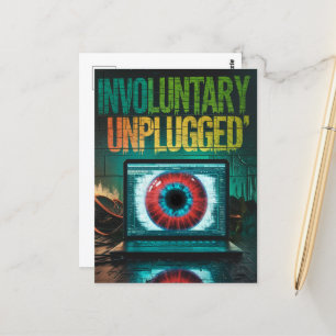 Involuntary Unplugged Retro Laptop Eyeball Glitch Postcard