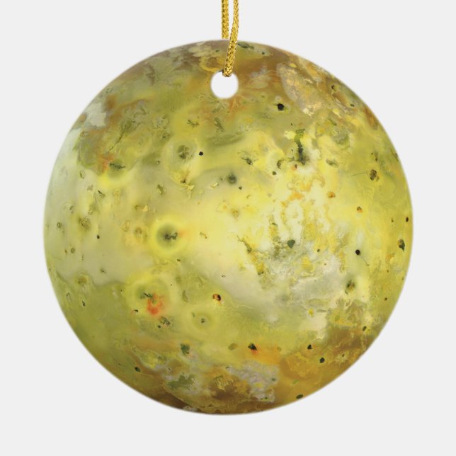 Io Volcanic  Moon of Jupiter Ceramic Tree Decoration (Front)