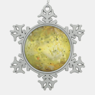 Io Volcanic Moon of Jupiter Snowflake Pewter Christmas Ornament