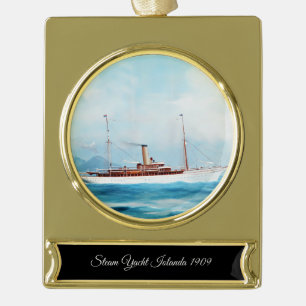 Iolanda Steam Yacht 1909 Gold Plated Banner Ornament