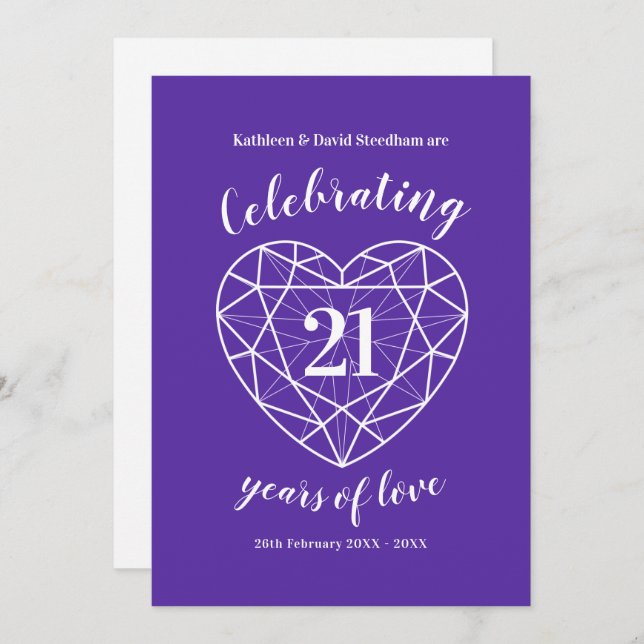 Iolite Weddding Anniversary 21 years of love Invitation (Front/Back)