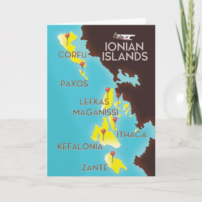 Ionian Islands map poster. Holiday Card (Front)