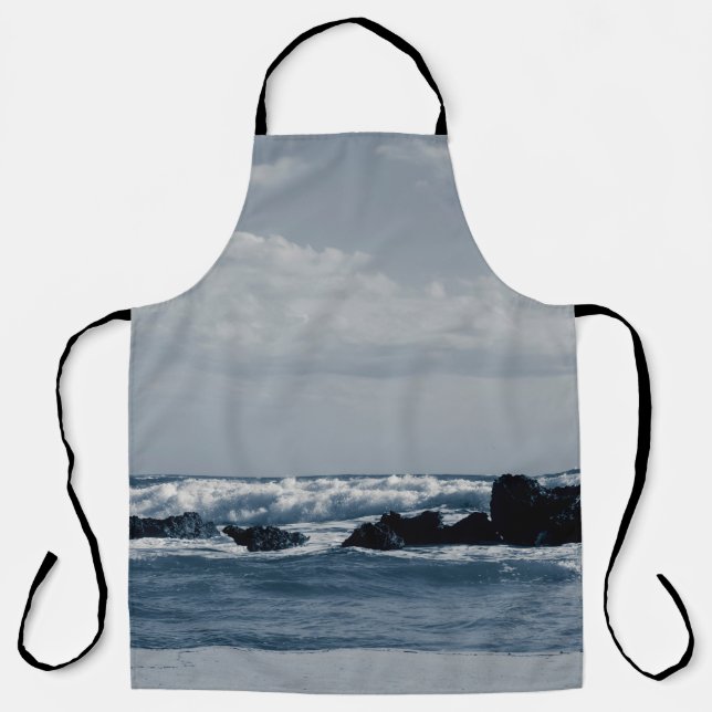 Ionian sea agitated with foamy waves that collide  apron (Front)