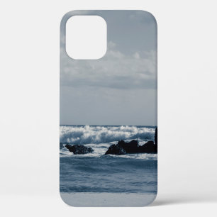 Ionian sea agitated with foamy waves that collide  iPhone 12 case