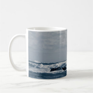 Ionian sea agitated with foamy waves that collide coffee mug