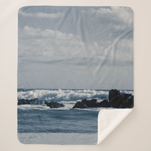 Ionian sea agitated with foamy waves that collide  sherpa blanket