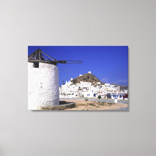 Ios, Greece. The beautful and crisp, white and Canvas Print (Front)