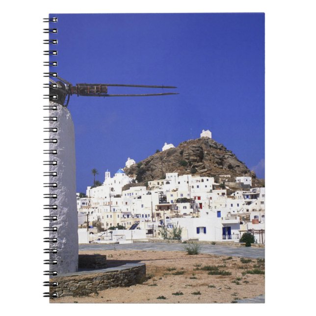 Ios, Greece. The beautful and crisp, white and Spiral Notebook (Front)