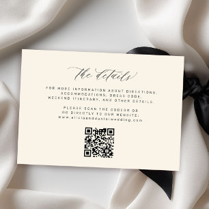 Iovry minimalist script QR code wedding details Enclosure Card