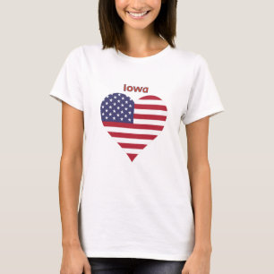 Iowa American Flag Heart T-Shirt