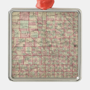 Iowa and Nebraska Metal Tree Decoration