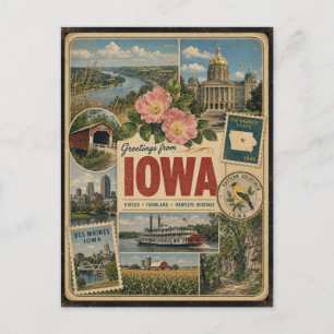 Iowa Authentic Vintage Style Postcard