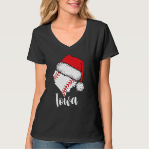 Iowa Baseball Heart Santa Hat Merry Xmas T-Shirt