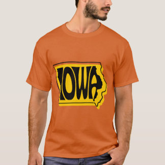 Iowa Black and Gold State Typography Artwork T-Shirt