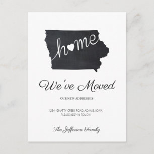 Iowa Chalkboard State Map Moving Postcard