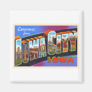 Iowa City Iowa IA Vintage Large Letter Postcard Magnet