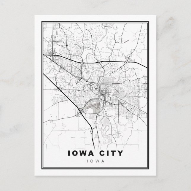Iowa City Map Holiday Postcard (Front)