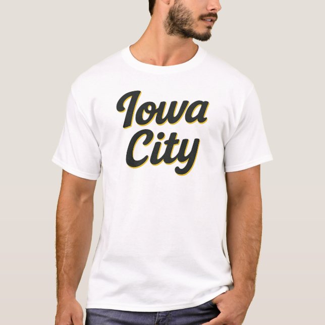 Iowa City Script Design | Bold Neon Midwest  T-Shirt (Front)