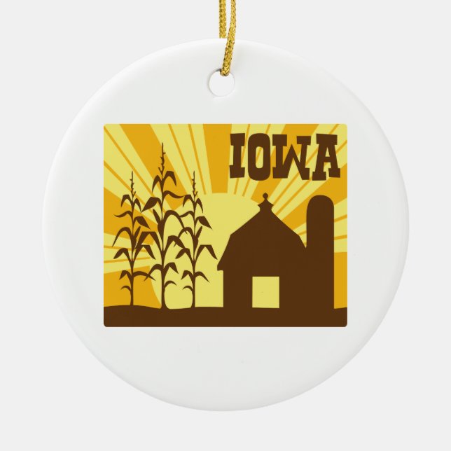Iowa Corn Farm Ceramic Tree Decoration (Front)
