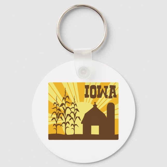 Iowa Corn Farm Key Ring (Front)