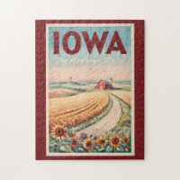 Iowa Countryside Illustration Travel Art Vintage