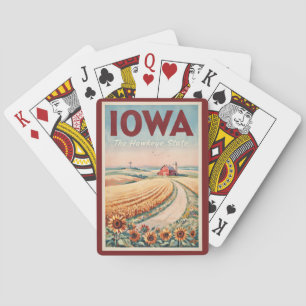 Iowa Countryside Illustration Travel Art Vintage Playing Cards