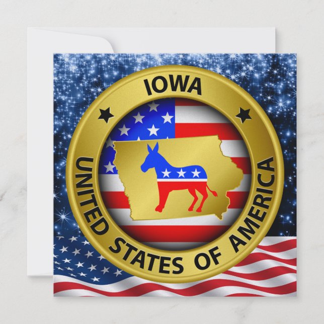 Iowa Democrat Patriotic Invitation - srf (Front)