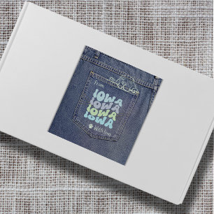 Iowa Dog in Jean Pocket Classic Square  Sticker
