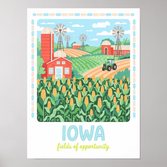 Iowa Fields of Opportunity USA Summer Travel Poster (Front)