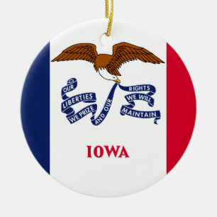 Iowa Flag Ceramic Tree Decoration