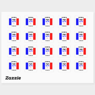 Iowa flag, The Hawkeye State, Square Sticker