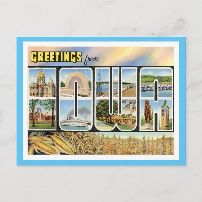 Iowa Greetings From US States Postcard (Front)
