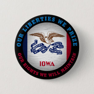 IOWA HAWKEYE STATE FLAG 6 CM ROUND BADGE
