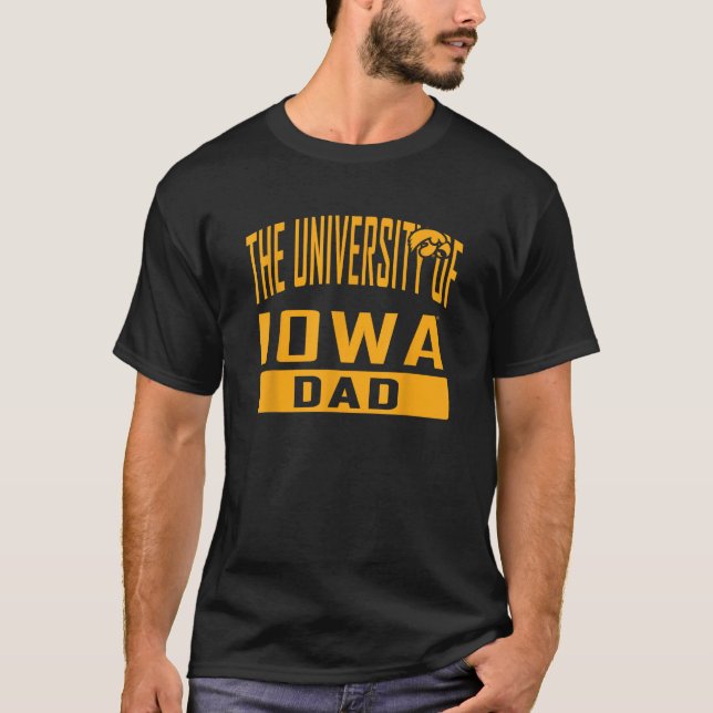 Iowa Hawkeyes Dad University Father Black T-Shirt (Front)