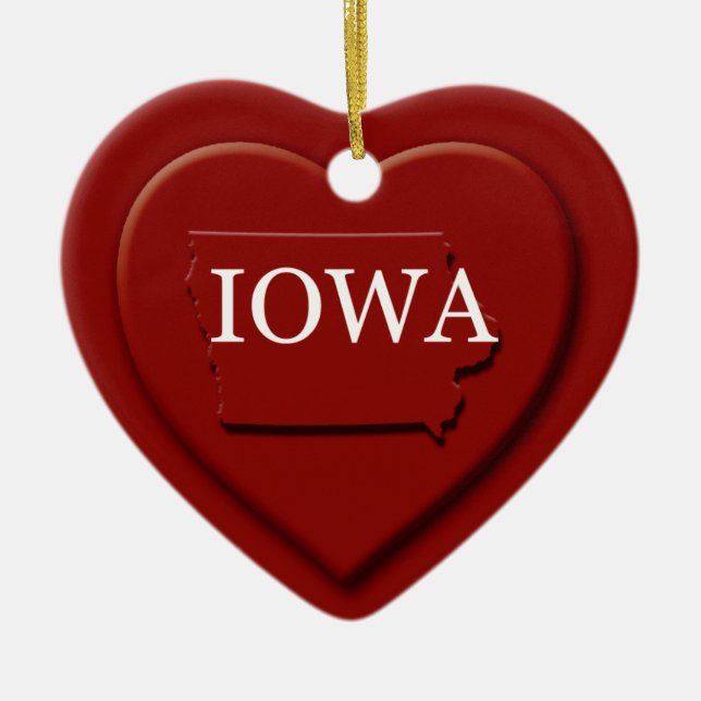 Iowa Heart Map Christmas Ornament (Front)