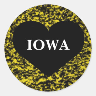 Iowa Heart Yellow Classic Round Sticker