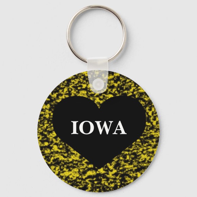 Iowa Heart Yellow Key Ring (Front)