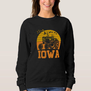 Iowa Home Farm Native State Tractor Retro Sunset V Sweatshirt