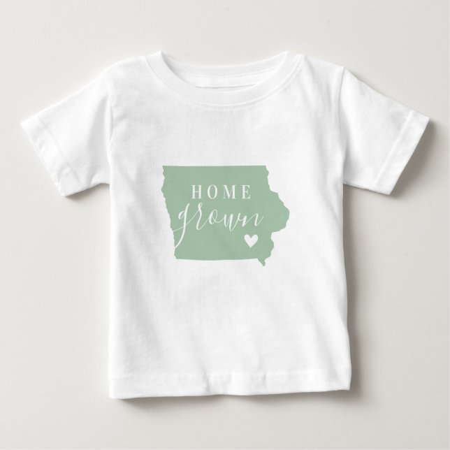 Iowa Home Grown | Editable Colours State Map Baby T-Shirt (Front)