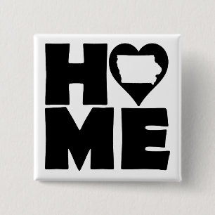 Iowa Home Heart State Button Badge Pin