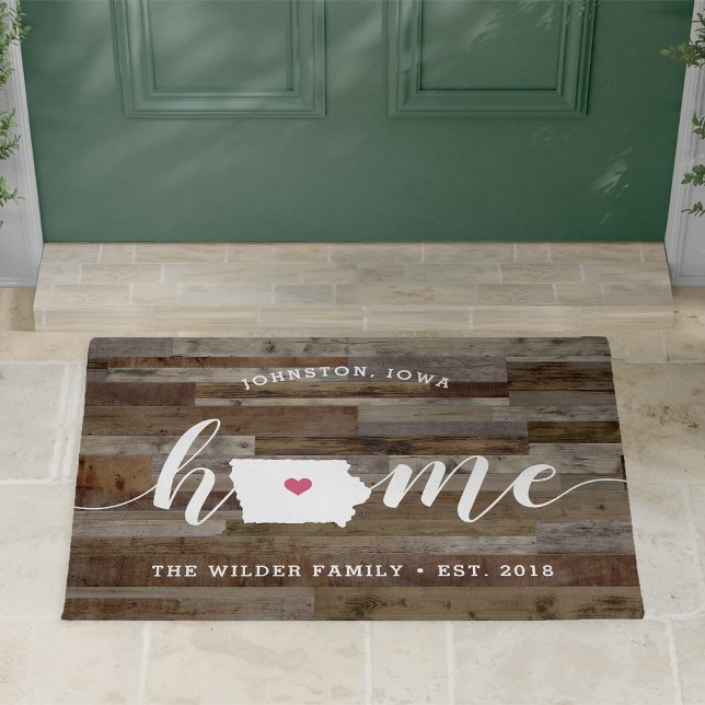 Iowa Home State Personalised Wood Look Doormat (Creator Uploaded)