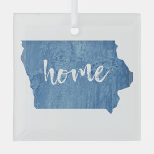 Iowa Home Wood Grain Glass Tree Decoration