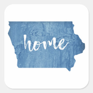 Iowa Home Wood Grain Square Sticker