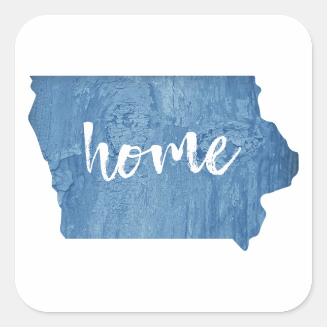 Iowa Home Wood Grain Square Sticker (Front)