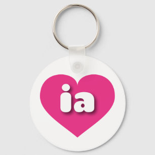 Iowa hot pink heart - I love ia Key Ring