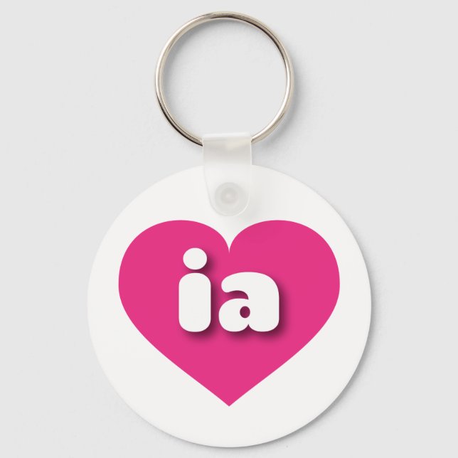 Iowa hot pink heart - I love ia Key Ring (Front)