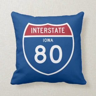 Iowa IA I-80 Interstate Highway Shield - Cushion