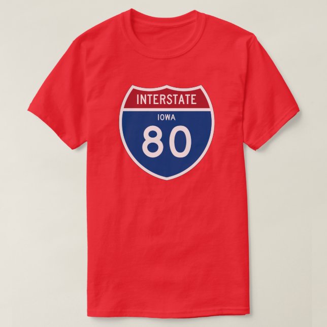 Iowa IA I-80 Interstate Highway Shield - T-Shirt (Design Front)