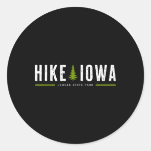 Iowa Ia Ledges State Park Hike Tree Retro Graphic Classic Round Sticker